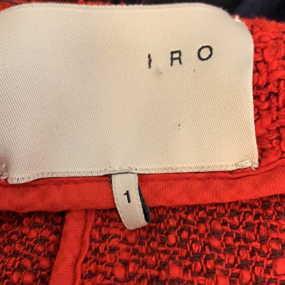 IRO distressed red Agnette jacket with frayed edges Size 1/S - Picture 11 of 11